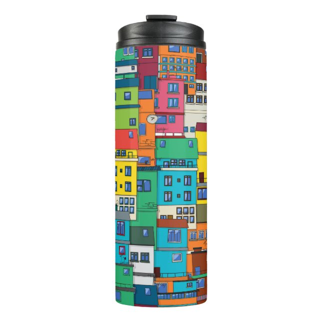 Termo Barrio urbano brasileño: fondo colorido. (Anverso)