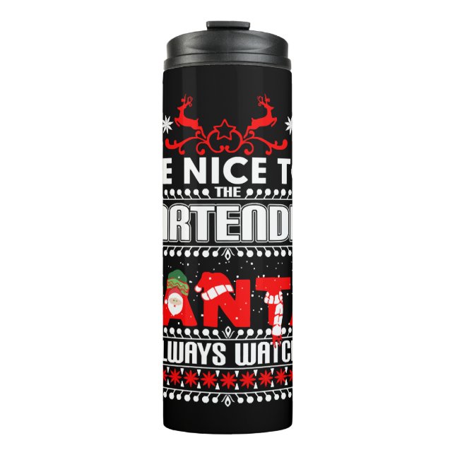 Termo Bartender Navidades feos suéter regalo Funny Barte (Anverso)