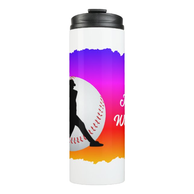 Termo Baseball with player and ball Colorful (Anverso)