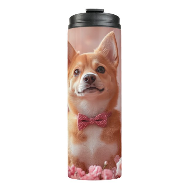 Termo Basenji con Rosas - El día de San Valentín (Anverso)