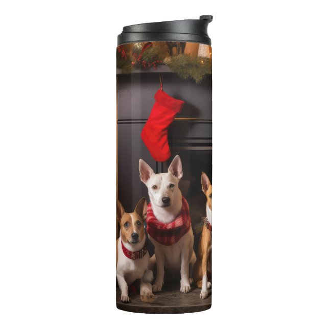 Termo Basenji por los Navidades de la chimenea (Rotado hacia la izquierda)