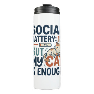 Termo Batería Social 1 Por Ciento Pero Mi Gato Es Sufici