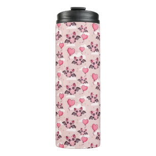 Termo Bates y corazones rosados