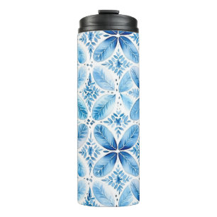 Termo Batik Floral Blanco Azul