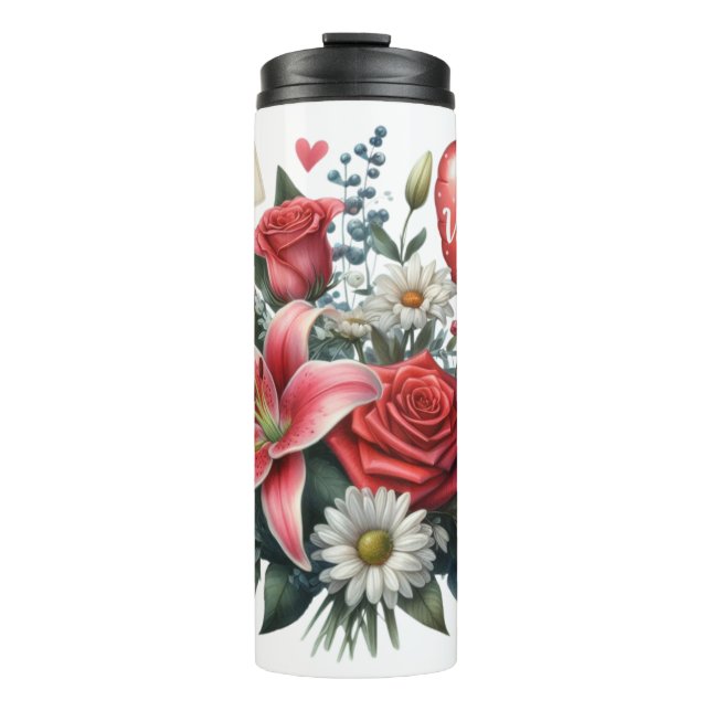 Termo Be Mine Valentine floral/corazón (Anverso)
