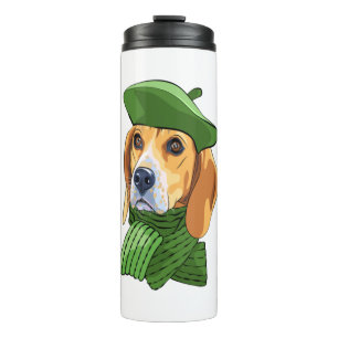 Termo Beagle de perro en boina verde francesa