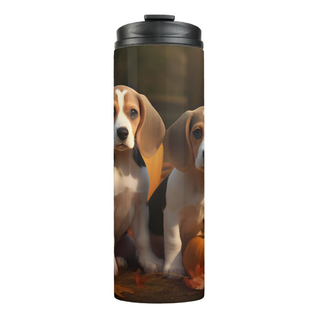 Termo Beagle Puppy Calabaza deslumbrante de otoño (Anverso)