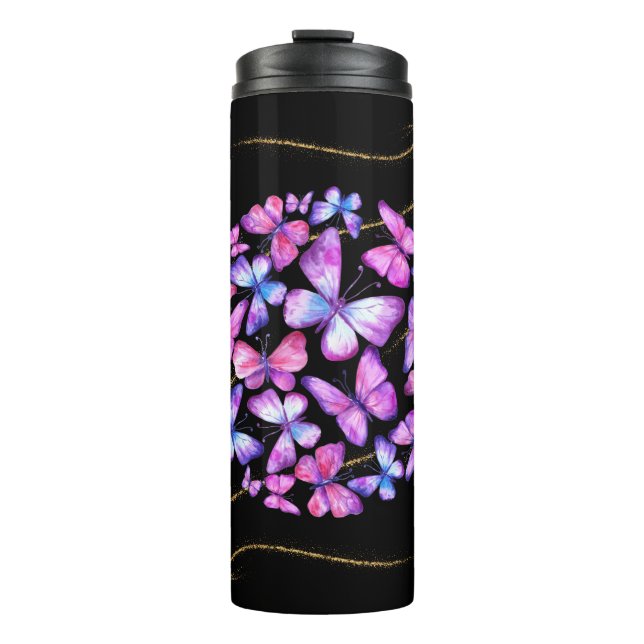 Termo Beautiful Watercolor Butterflies with Gold Bling (Anverso)