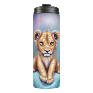 Termo Bebé lindo Lion Cub fondo nevado