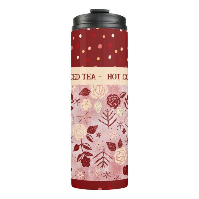 Termo Bebida de invierno rosa floral de tumbler térmico (Anverso)