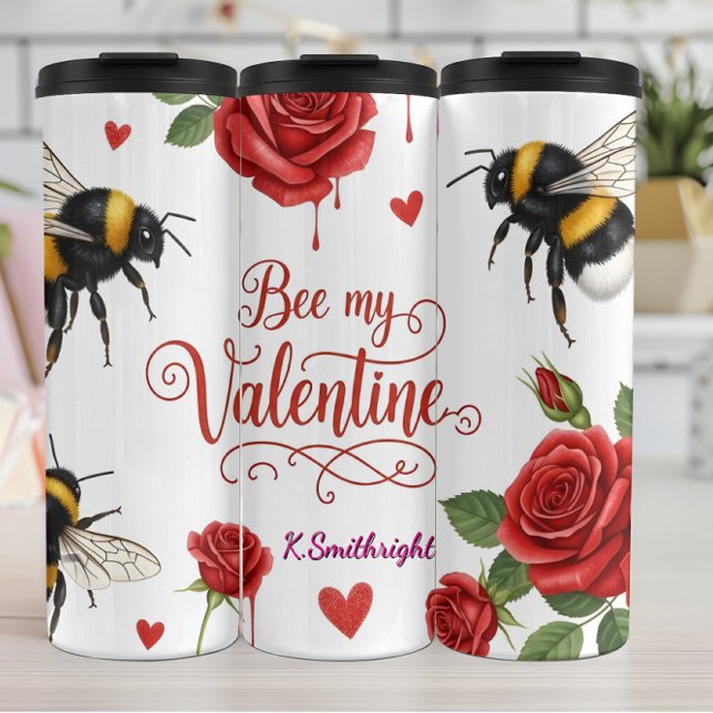 Termo Bee My Valentine Roses Hearts (Subido por el creador)
