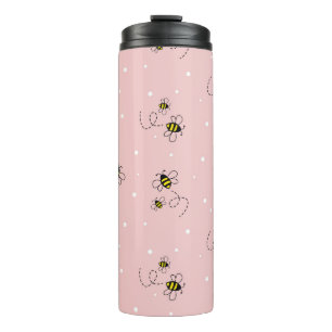 Termo Bee seamless pattern on pastel background. Vintage