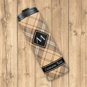 Termo Beige y tartán marrón