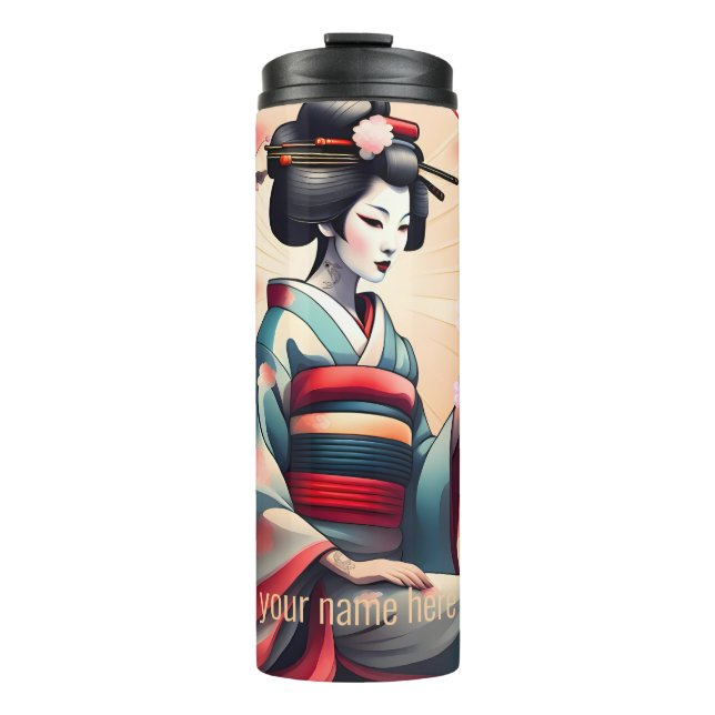 TERMO BELLEZA JAPONESA GEISHA MUJER CHERRY BLOSSOMS (Anverso)