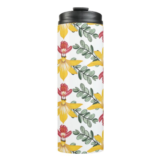 Termo Belleza Orquídea: Elegancia De Patrón Floral. (Anverso)