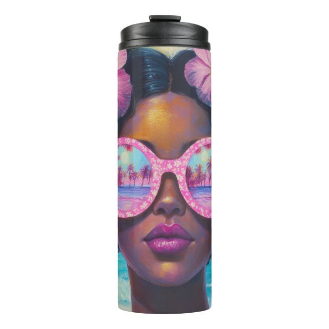 Termo Belleza tropical en tonos rosados (Anverso)