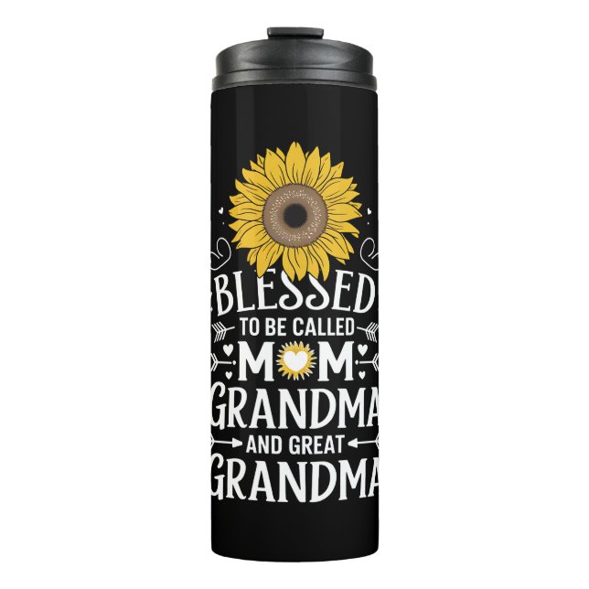 Termo Bendecida por ser llamada Mamá Abuela Gran Girasol (Anverso)