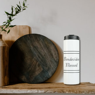 Termo Bendecido bendecido español blanco y negro bilingü