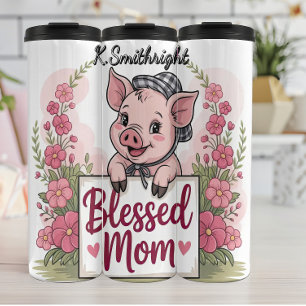 Termo Bendita madre de cerdo sosteniendo Rótulo