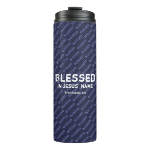 Termo Benditos Efesios Escritura Cristiana Azul