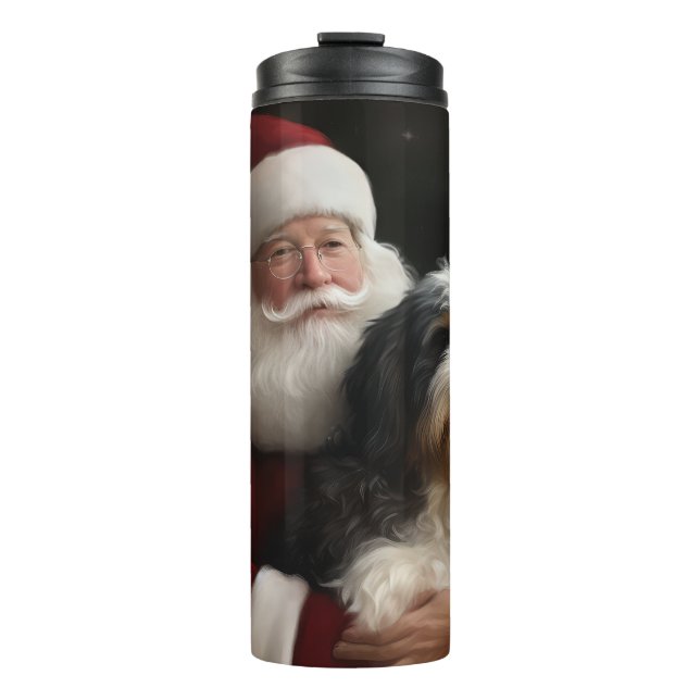 Termo Bernedoodle con Navidades festivos de Santa Claus (Anverso)