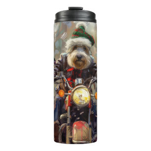Termo Bernedoodle Dog Riding Motorcycle Christmas