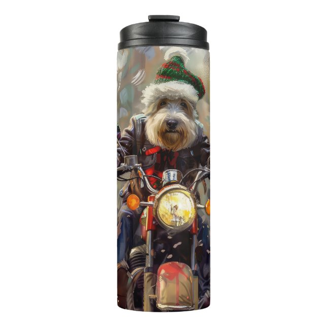 Termo Bernedoodle Dog Riding Motorcycle Christmas (Anverso)