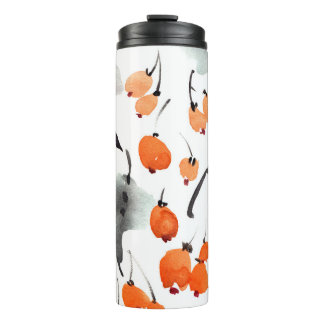 Termo Berries, hojas acuarela, ilustracion de tinta, cos