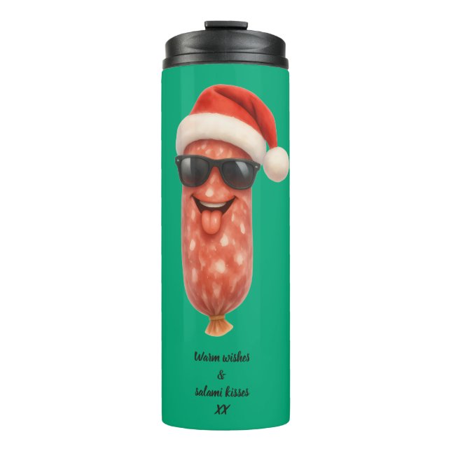 Termo Besos divertidos de salami de Navidad (Anverso)