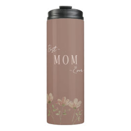 Termo Best Mom Ever,Cute, Minimalist,Flowers Pattern,