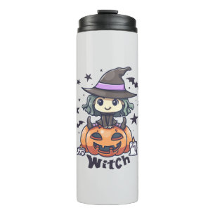 Termo Bestia infantil sentada en una calabaza - "Bruja"