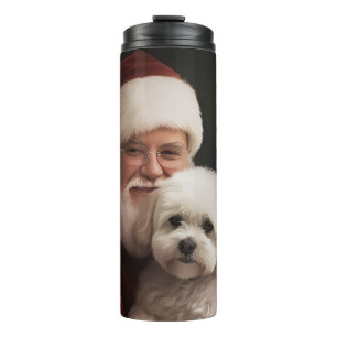 Termo Bichon Frise con Papá Noel Navideño Festivo