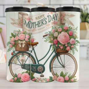 Termo Bicicleta de época: Rosas, encanto del Día de la M