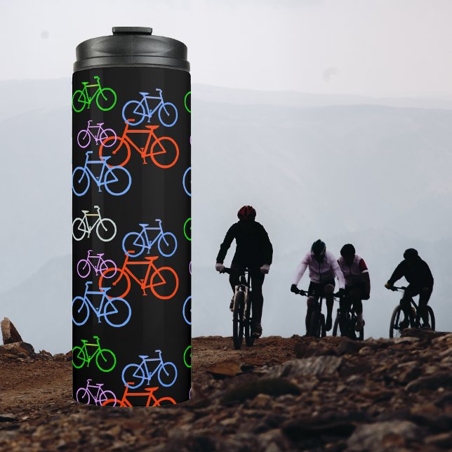 Termo Bicicletas coloridas en negro (Subido por el creador)