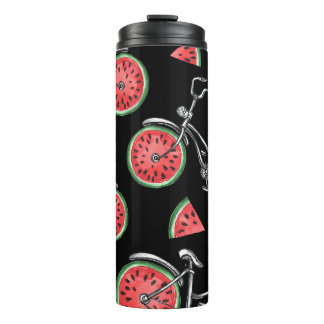Termo Bicicletas con ruedas de sandía, patrón de verano.