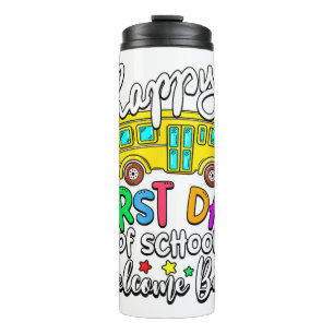 Termo Bienvenido de nuevo a la escuela feliz primer día