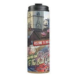 Termo Bienvenidos a Dubuque, Rótulo de Iowa con banderas