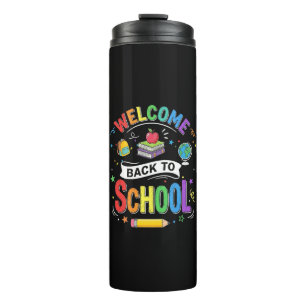 Termo Bienvenidos de vuelta al colegio niños maestro pri