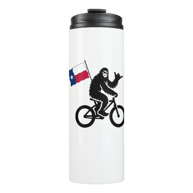 Termo Bigfoot en bicicleta bandera de Texas (Anverso)