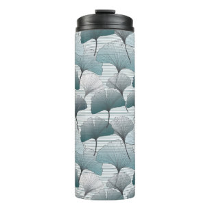 Termo Biloba de gingko, patrón azul transparente.