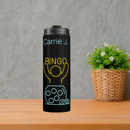 Termo Bingo Night Neon Line Art Personalizado