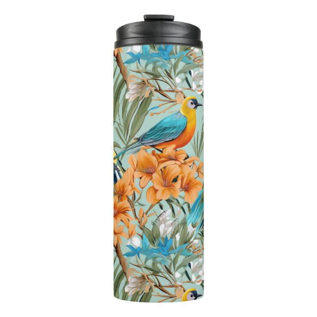 Termo Birds Chinoiserie Mint Naranja (Anverso)