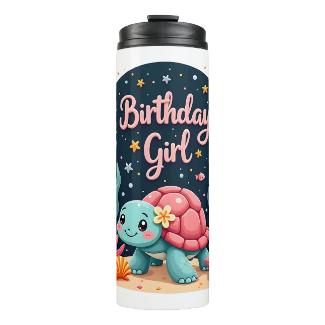 Termo Birthday Girl Sea Turtle Theme Birthday Party Ocea (Anverso)