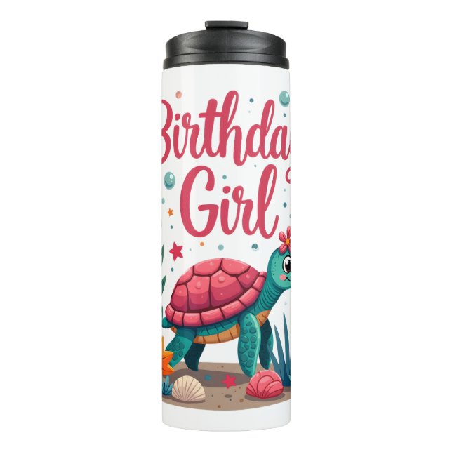 Termo Birthday Girl Sea Turtle Theme Birthday Party Ocea (Anverso)