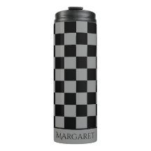 black and gray checkered monogram name