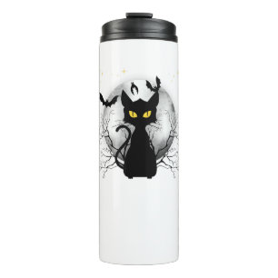 Termo Black Cat Bats Full Moon y Halloween Noche Starry