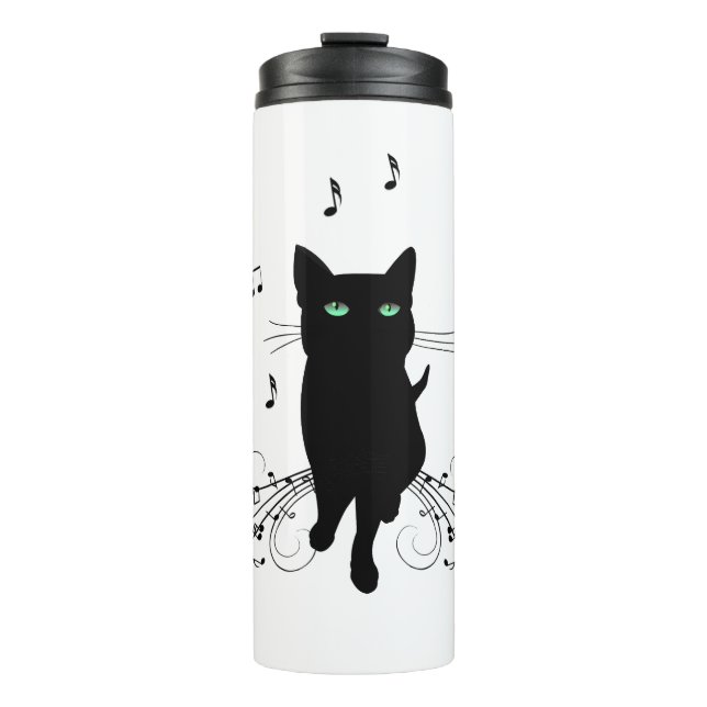 Termo Black Cat Surrounded by Whispering Notes of Music (Anverso)
