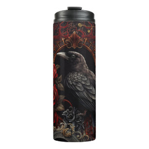 Termo Black Crow Oscuro Belleza Gótica Roses Roses Raven