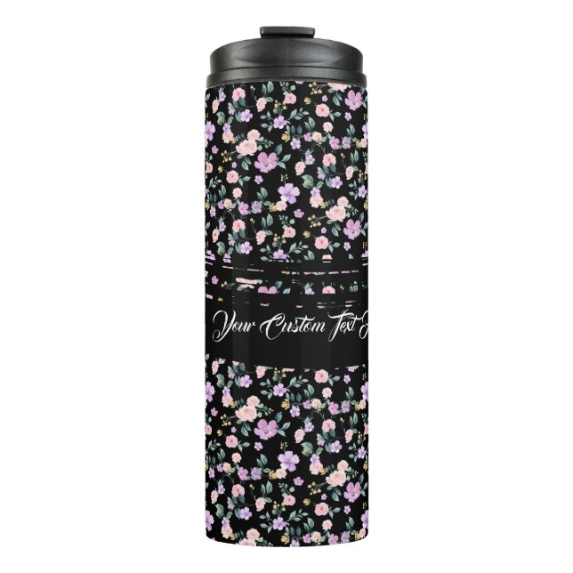 Termo Black Flower Lady floral pattern (Anverso)
