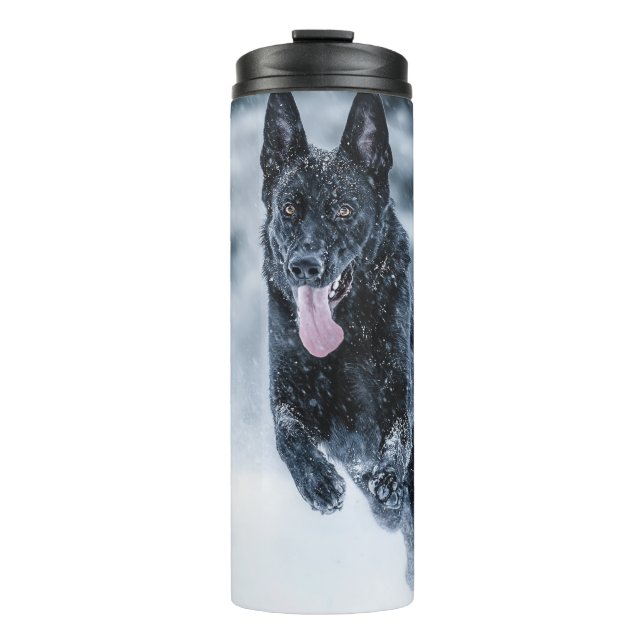 Termo Black German Shepherd in snow Duvet Cover (Anverso)